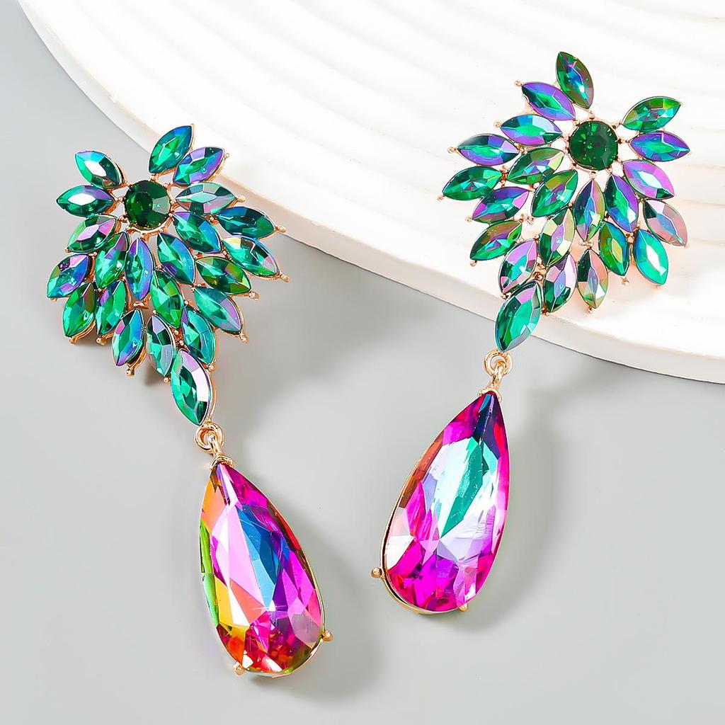 Pinkdudu Módní nové růžové červené akrylové náušnice okouzlující vícebarevné květinové velké náušnice s přívěskem pro ženy šperky PD1066