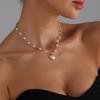 2025 Koreanischer Romantischer Imitationsperlen-Choker mit Herzförmigem Anhänger Halskette Bankett Hochzeit Zirkon