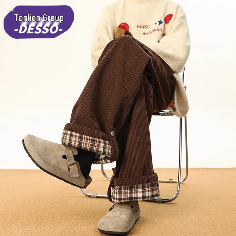 DESSO Men's Corduroy Straight-Leg Casual Pants