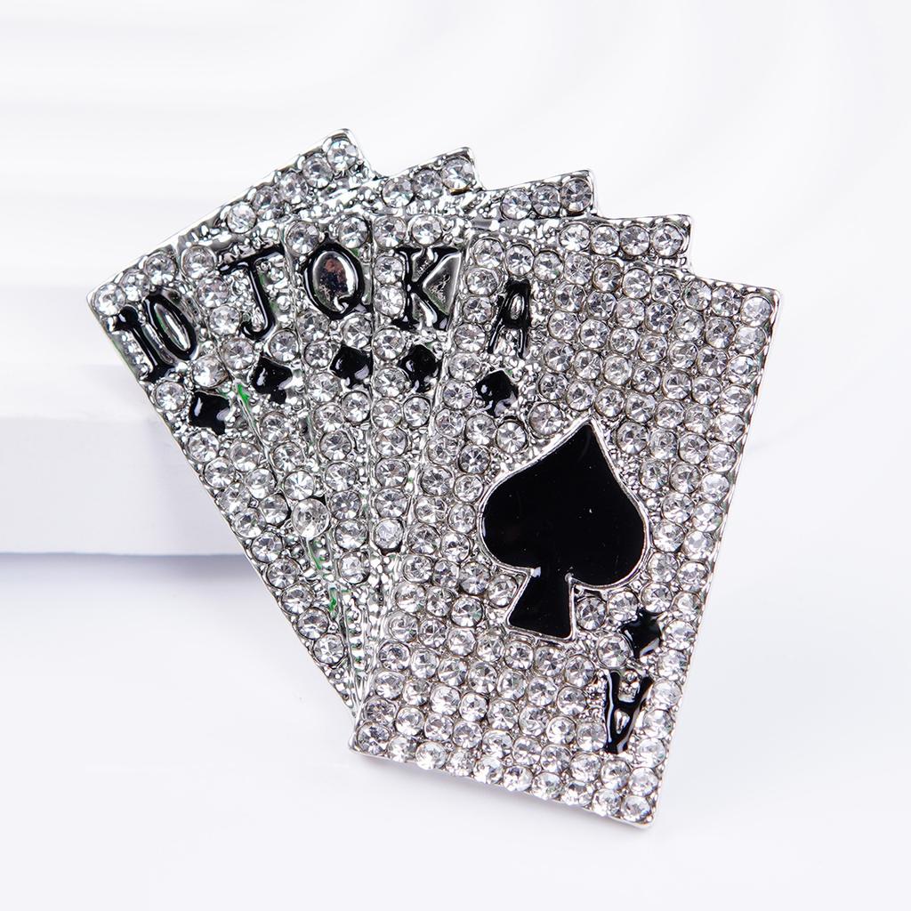 Creative Alloy Diamond Hip Hop Poker Flush Brooch Men'S And Women'S Suit Collar Pin