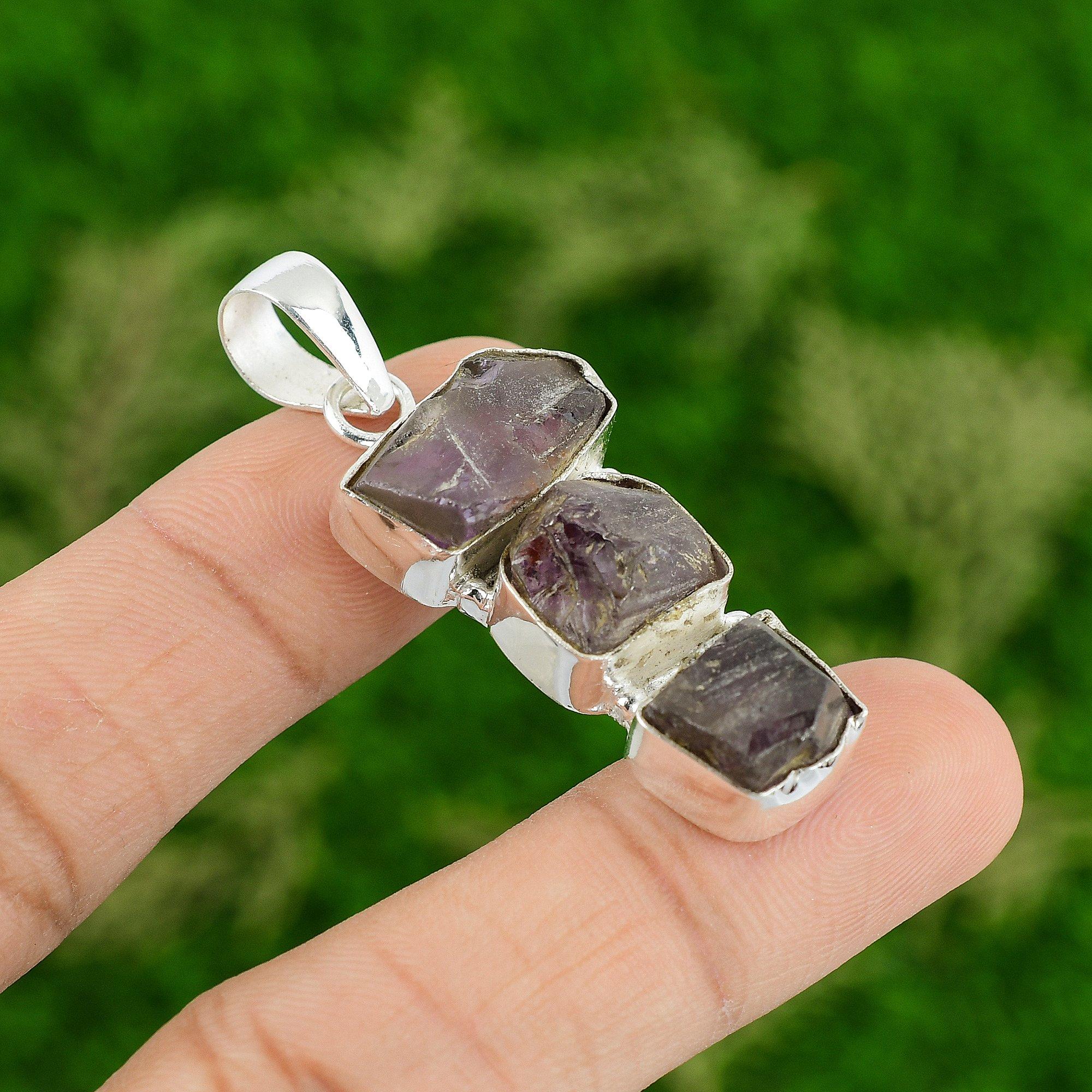 

Sisters Day Sale Sterling Silver African Amethyst Rough Stone Artisan Pendant