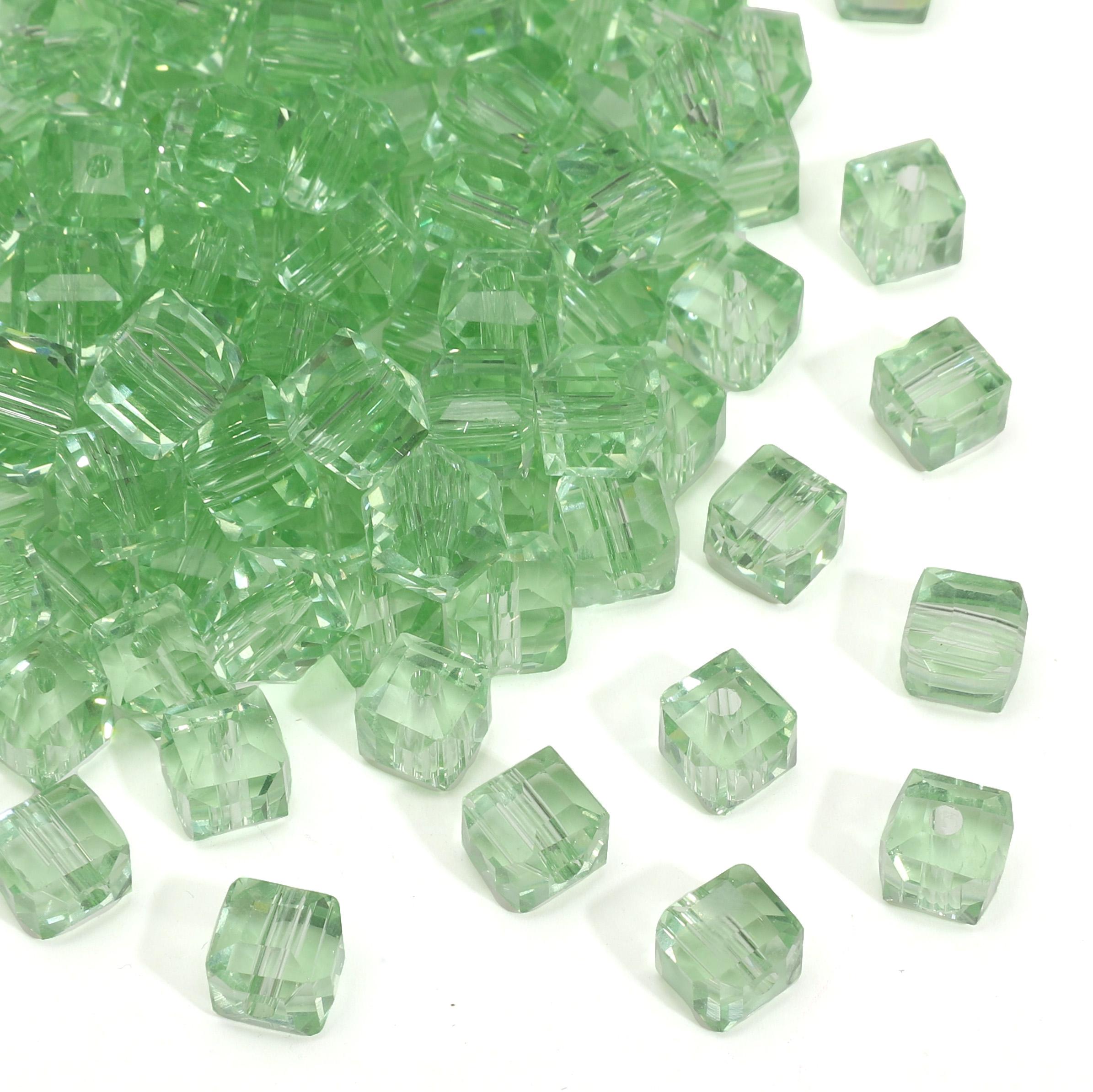 10-20 шт. Стеклянные хрустальные прозрачные трехмерные квадратные бусины для изготовления украшений, DIY браслет, ожерелье 6mm 10pcs светло-зеленый