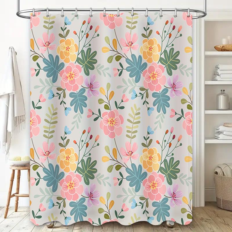 Vintage Pink Floral Shower Curtain Modern Bathroom Decor for Home Decoration