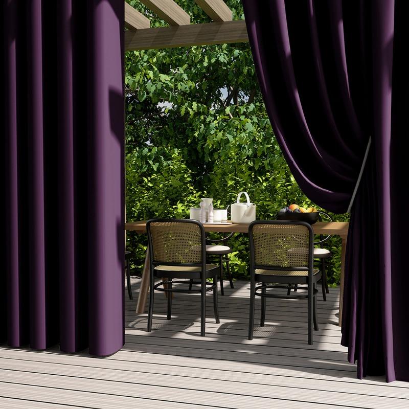 Solid Color Exterior Curtain Suitable  Waterproof Oxford Cloth Privacy Grommet Curtain For Gazebo Front Porch Pergola Patio