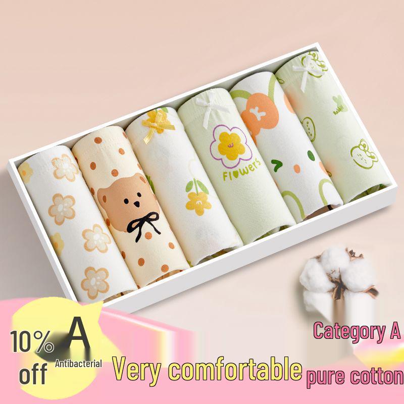 Girls' Pure Cotton Antibacterial Boxer Briefs for Kids - No Wedgie Design