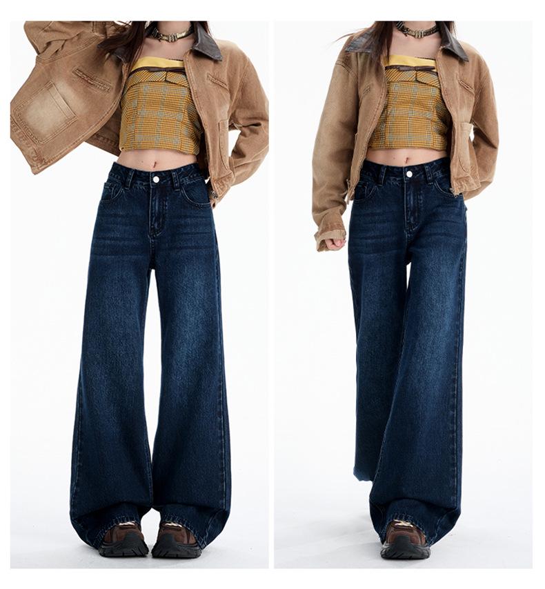 Dam 2025 Höst Retro Vida Ben Låg Midja Lätt Utsvängda Lösa Jeans