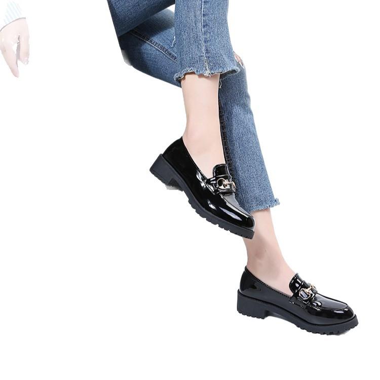 2025 new British style black small leather shoes accessories light mouth versatile casual trend single shoes women loafers women