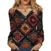 Dámská módní ležérní halenka s výstřihem do V, knoflíky, dlouhým rukávem, pulovrové tričko, top
