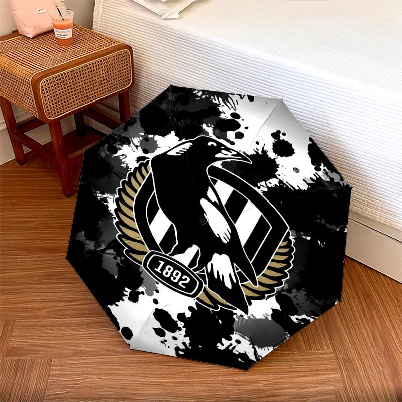 1 Pezzo Ombrello Pieghevole Automatico - Fantasia Collingwood Football Club, Design Portatile e Pieghevole con 8 Stecche, Regali di Natale e Compleanno