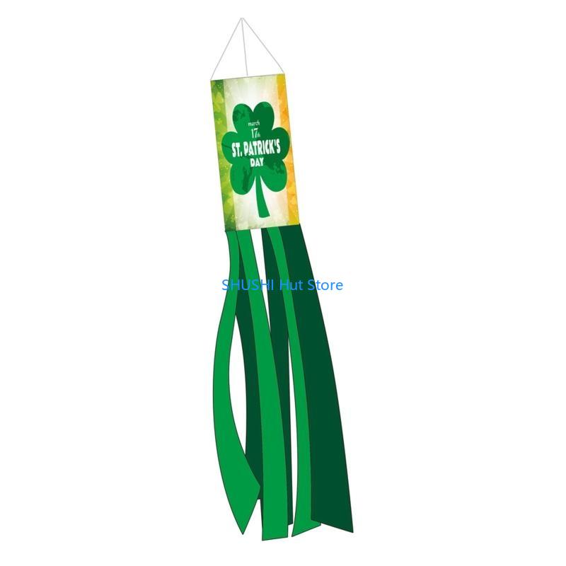 

Patrick s Day Windsock Hair Dryer Flag Colorful Clover for Banner Flags for Irish Festival Home Outdoor Garden Dec D57B