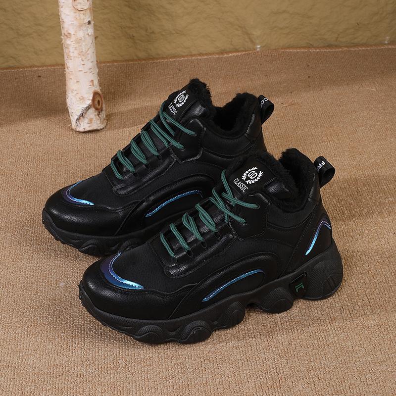 High-top Fleece-Lined Dad Sneakers for WomenNew Winter Thickened Warm Shoes Casual Travel Sports Shoes for Women