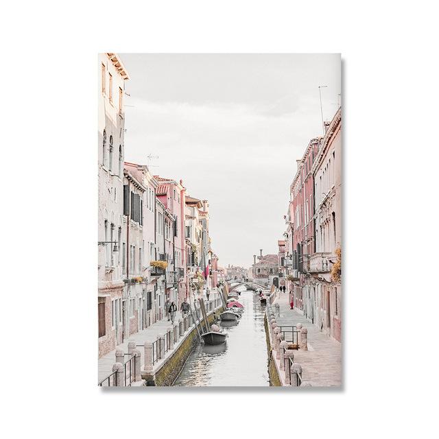 Venice Italy City Pink Architecture Landscape Poster Print Wall Art Canvas Painting Nordic Pictures Modern Home Interior Decor
