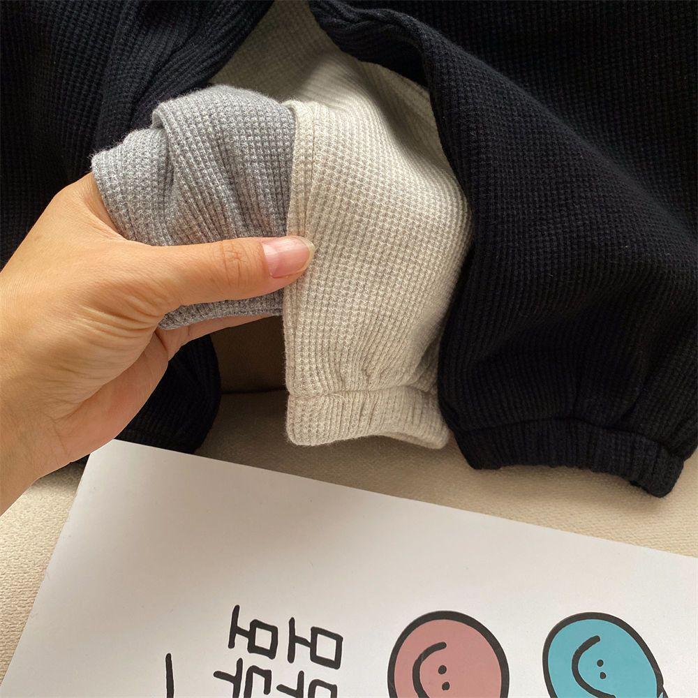 Frühlings- & Herbst Jungen Waffel-Karo Hose - Mit Bündchen, Lockere Hose für Kinder