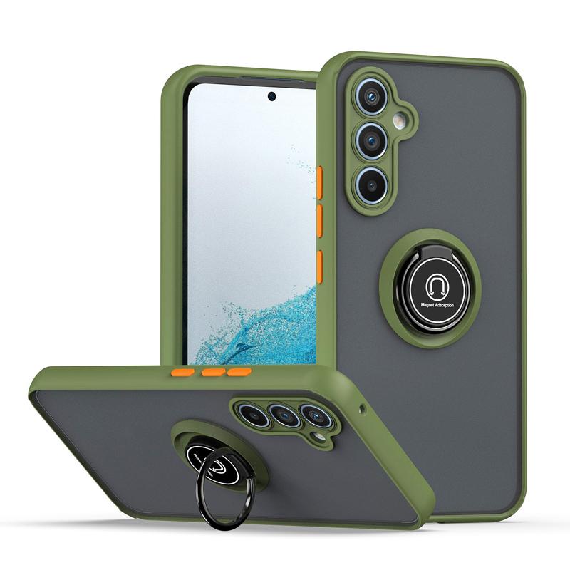Funda A55 5G Stand Matte Phone Case For Samsung Galaxy A55 A54 A14 A35 A25 A15 Magnetic Ring Folding Bracket Frosted Back Cover