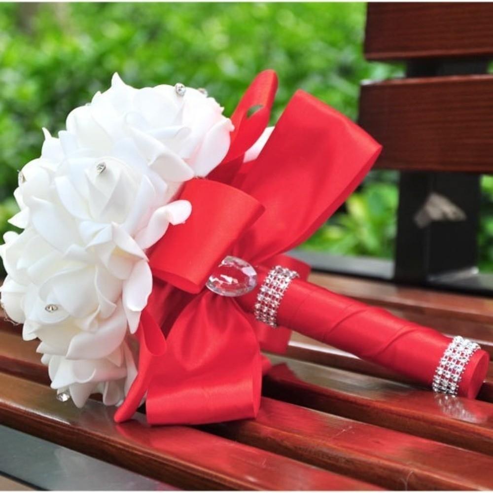 Romantic Bridal Wedding Bouquet Satin Artificial Rose Flower Rose Flower Bouquet  Bridal Wedding