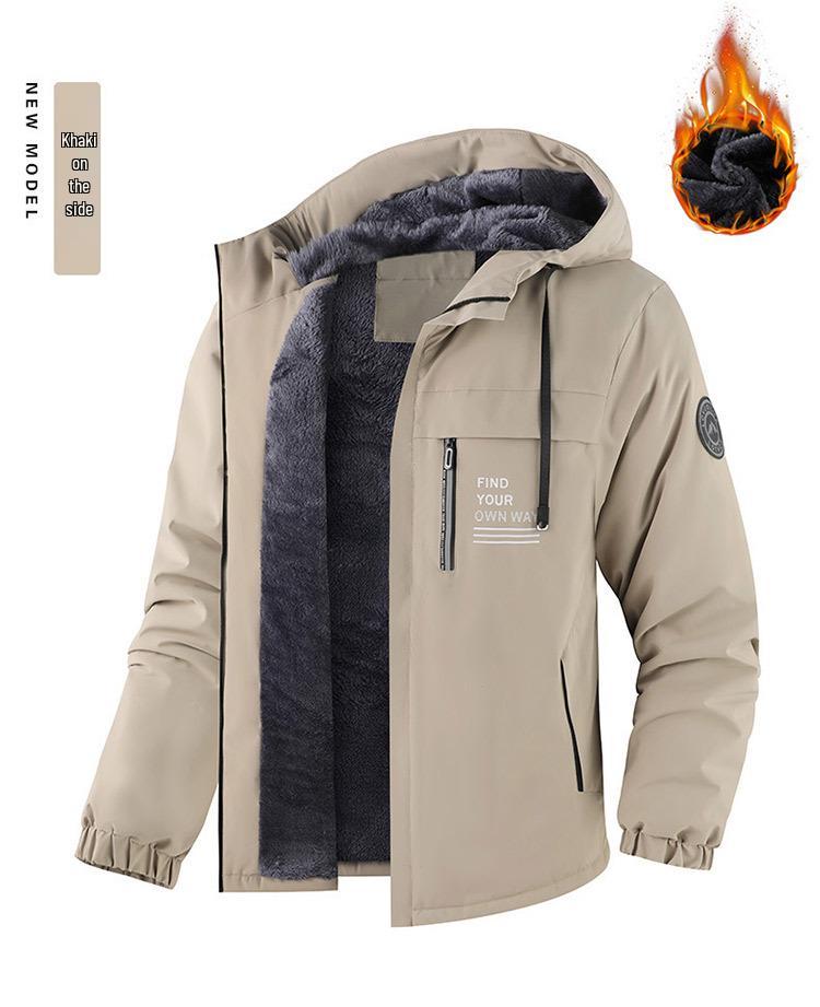 Herren Winter Plus Samt Verdickte Kapuzenjacke für Outdoor-Sport & Freizeit