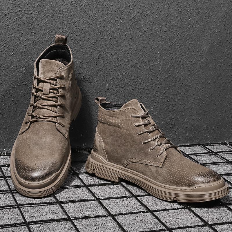 Fashion Winter Men's Ankle Boots Classic Business Leather Boots Men's Casual Short Boots Lace Up Fashion High Top Shoes Free Delivery