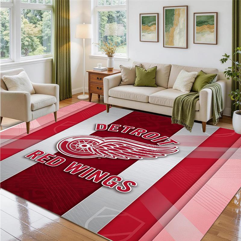 Detroit Red Wings Design Kristall-Samt-Teppich Weich Dekorative Matte für Schlafzimmer Eingang
