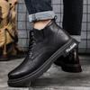 Fashion Winter Boots Genuine Leather Short Boots Plus Velvet High Top Outdoor Sneakers Ankle Boots Men Boots Thick Sole Casual Boots Fur
