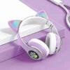Wireless Bluetooth Headphones Cat Ear Headset With Led Light(purple)