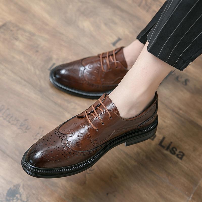 2025 Autumn New Men's Business Formal Men's Shoes Korean Version Casual British Pointed Head Height-increasing Leather Shoes