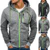 Autumn Winter Men's Hooded Jacket Solid Zipper Sports Pocket Casual Grey Sweatshirt Cardigan Coats