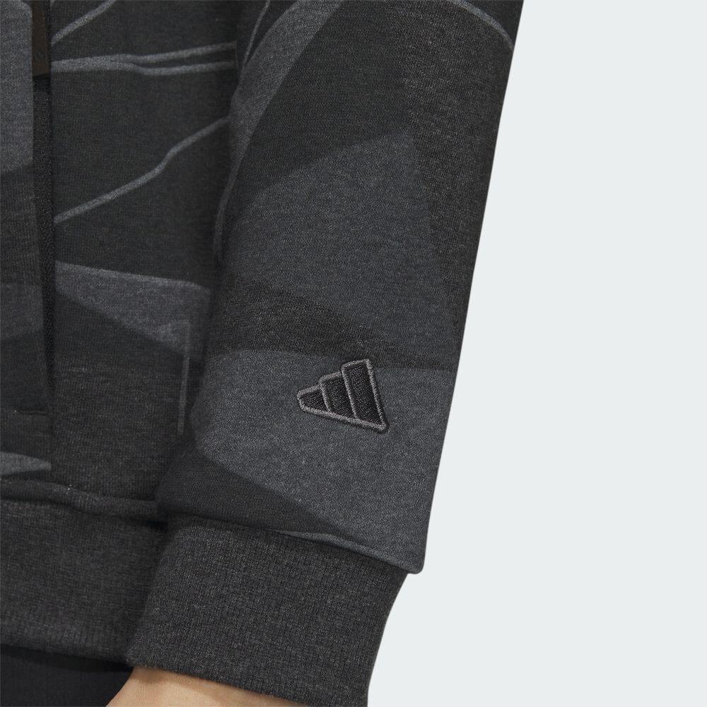 Adidas Full Print Geometric Pattern Half Zip Long Sleeve Hoodie Men hoodies Black IA2624