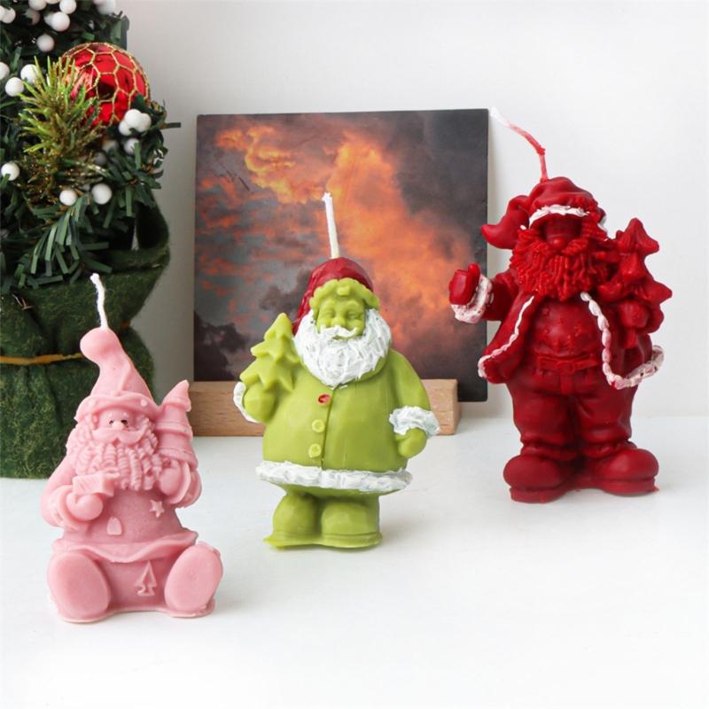 Silicone Candle Making Molds Santa Claus Series Soap Molds Silicone Crafting Molds Silicone Ornament Moulds for Candle