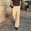 Tencel Blended White Linen Pants Men's Summer Husband Feeling Old Money Wind Wear Pants Straight Wide Leg Scimitar Pants
