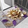 3D Visual Flower Rug Diatomaceous Earth Absorbent Bath Mat Floral Floor Mat with Non-Slip Backing for Entrance Kitchen Bathroom Shower