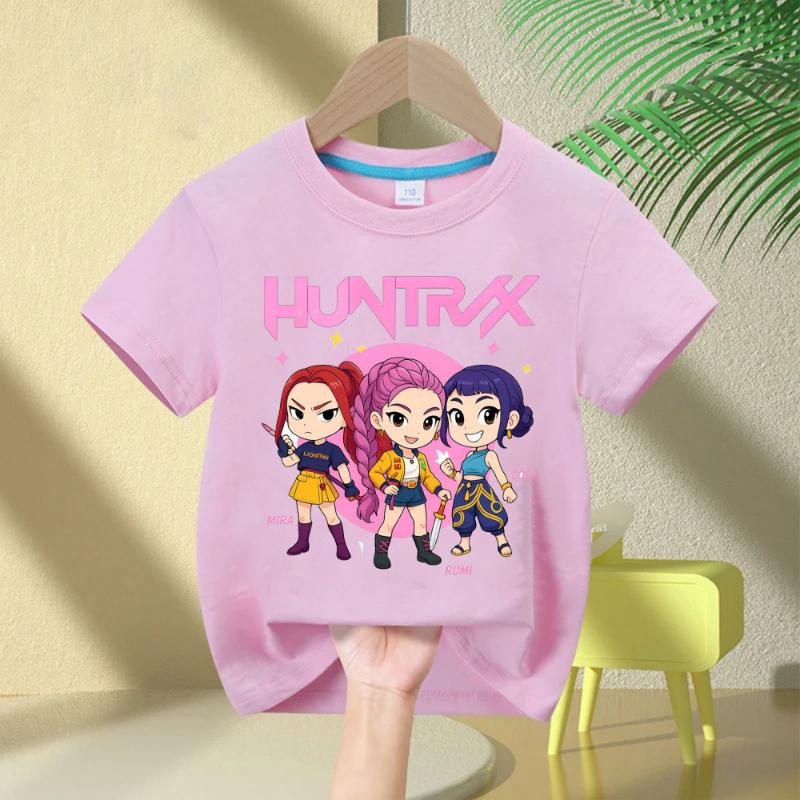2025 KPop Demon Hunters Print Fashion Casual Tops Kids T-shirt Crew Neck Cartoon Girls Boys Tee Casual Baby Girl Clothes Rumi
