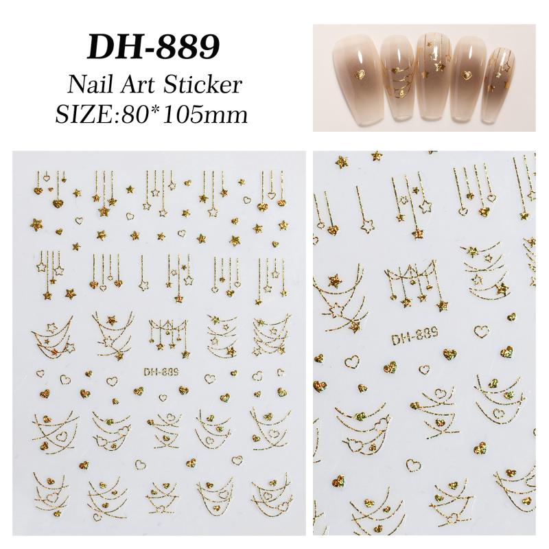 Skinnende Stjerne Negleklistremerker Fransk Utsøkte Negledekorasjoner Klistremerker DIY Selvklebende Neglekunst Sjarm Tilbehør