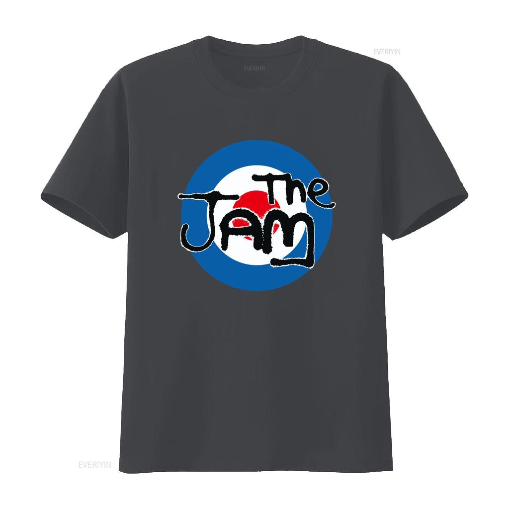 Jam Target Logo Měkké Tričko s Potiskem Ruky Merch Kapely Klasický Rockový Design Střih Vintage Top Pro Každodenní Nošení