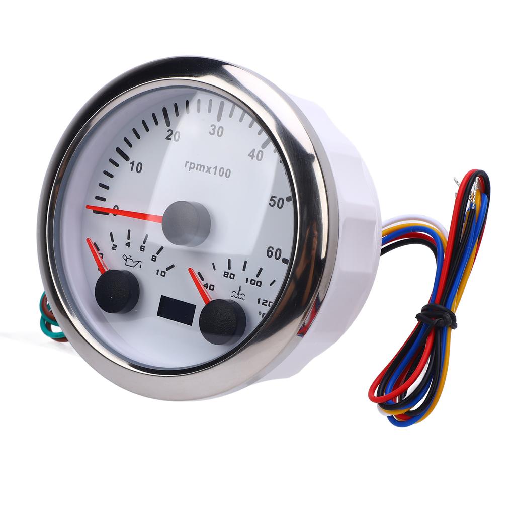 3 In 1 85mm Tachometer   9 to 32V 6000rpm 0 to 10bar Oil Pressure 40 to 120 celsius  Water Temp 7 Color Backlight for Car Boat Truck