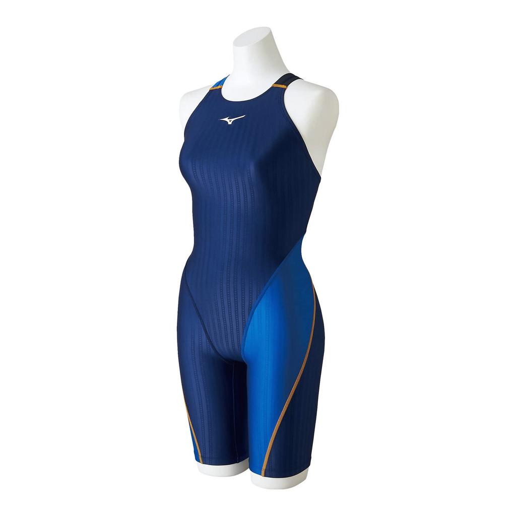 Mizuno Stream Ace Race Open Back Half Suit Size for Competitive Swimming and Challenge FINA Swimming Women's (N2MG2720, XL, Navy/Blue) Swimmers.