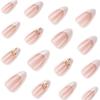 24pcs Long Almond Fake Nails Metallic Bow Press On Nails Manicure False Nails  DIY