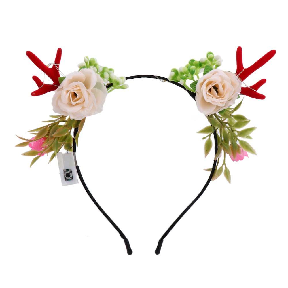 Photo Props Christmas Hair Hoop Glowing Headband Fairy Deer Ear Elk Ears Headband Women Hair Wear