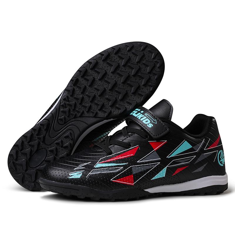 29-39 Kids Soccer Cleats Rubber Non-slip Velcro Lacing Artificial Turf Football Boots Outdoor Sports Training Football Shoes