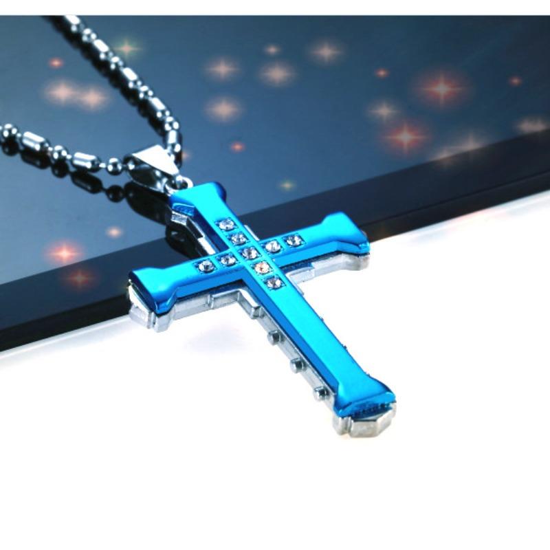 Cross Ornament Dark Knight Diamond Cross Necklace Domineering Bamboo Necklace
