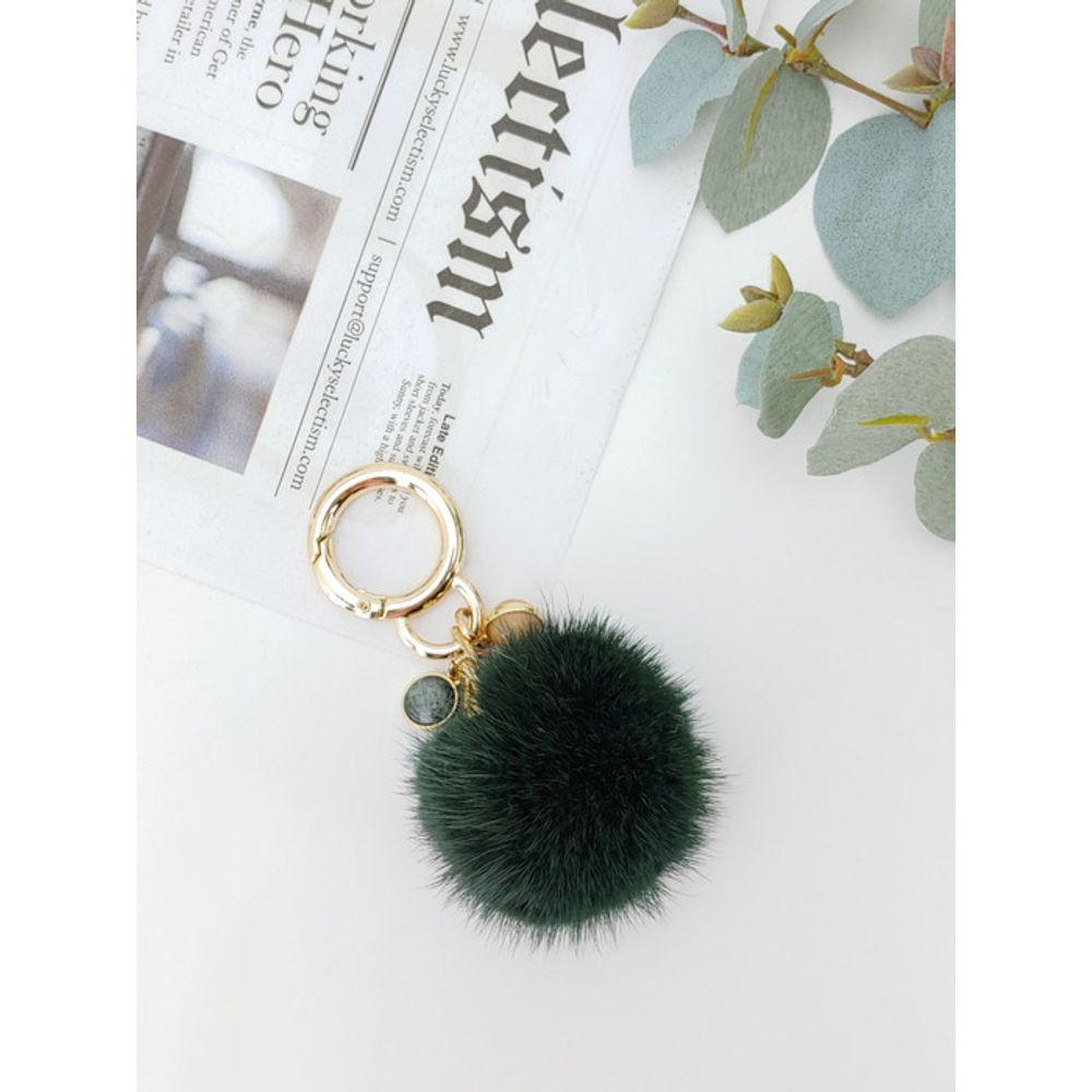 LALA Natural Mink Fur Keychain - Green