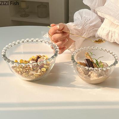 Transparente Glasschale Kreative Obstsalatschale Restaurant Essensdeko Dim Sum Eis Dessertschale Heimküchengeschirr