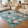 Cream Style Living Room Decoration Blue Carpet Flower Pattern Rugs for Bedroom Fluffy Soft Lounge Floor Mat Home Thick Plush Rug