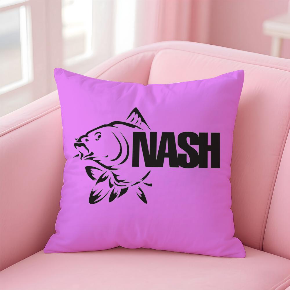 NNash Fishing logo Cushion Cover Soft Plush Throw Pillow Cushion CoverDoubleSided Printed Pillow Case for Sofa Home Decor