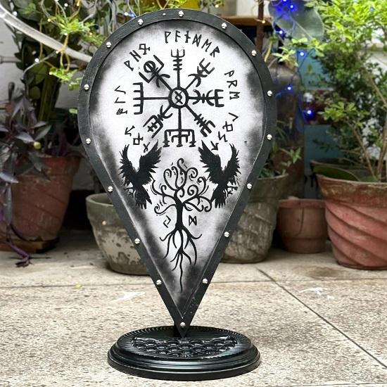 

Viking Raven Rune Shield Norse Vegvisir Yggdrasil Warrior Display Shield for LARP And Cosplay