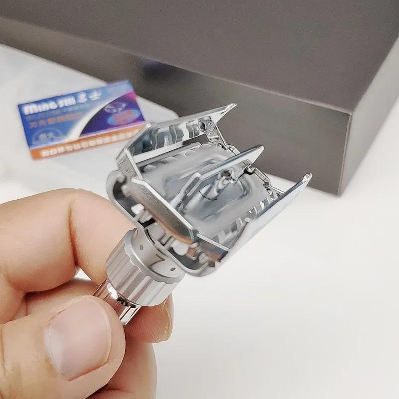 New Adjustable Safety Razor Double Edge Classic Mens Shaving Mild To Aggressive 1-6 File Zinc Alloy Shaver With 5 Blades