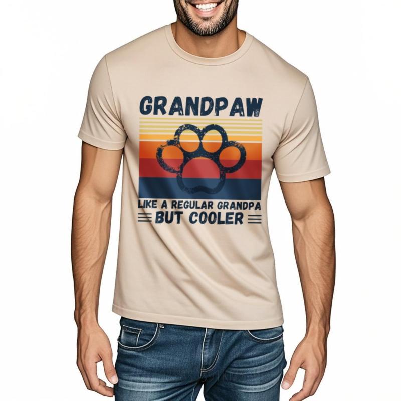 Soft For Unisex Summer Tshirt Oversized Grandpaw Paw Print Retro Design Cool Grandpa Style Trendy Unisex Tops Workout Tshirt