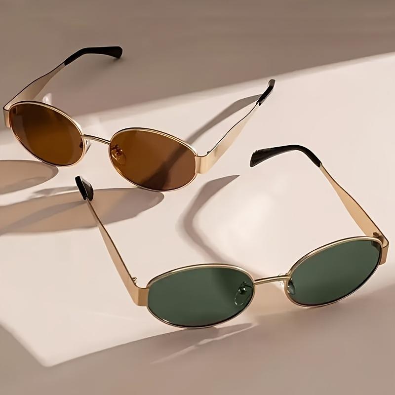 2 Pairs of Unisex Y2K Oval Frame Retro Fashion Glasses Suitable for Parties Shopping Outfit Matching Daily Use