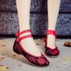 Comemore Chinese Red Cloth Shoes Embroidered Traditional Craft Shoes Low Heel Dance Flats 2026 Comfortable Flat Beef Tendon Sole