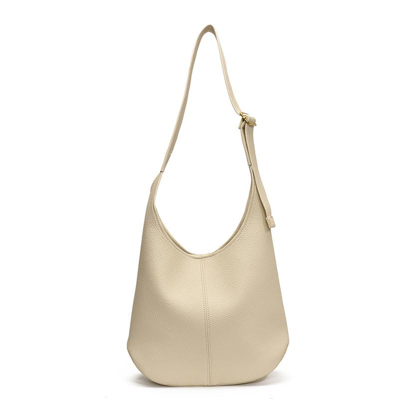 Popular simple casual commuter style large-capacity tote bag women's high-end lychee pattern soft leather messenger bag