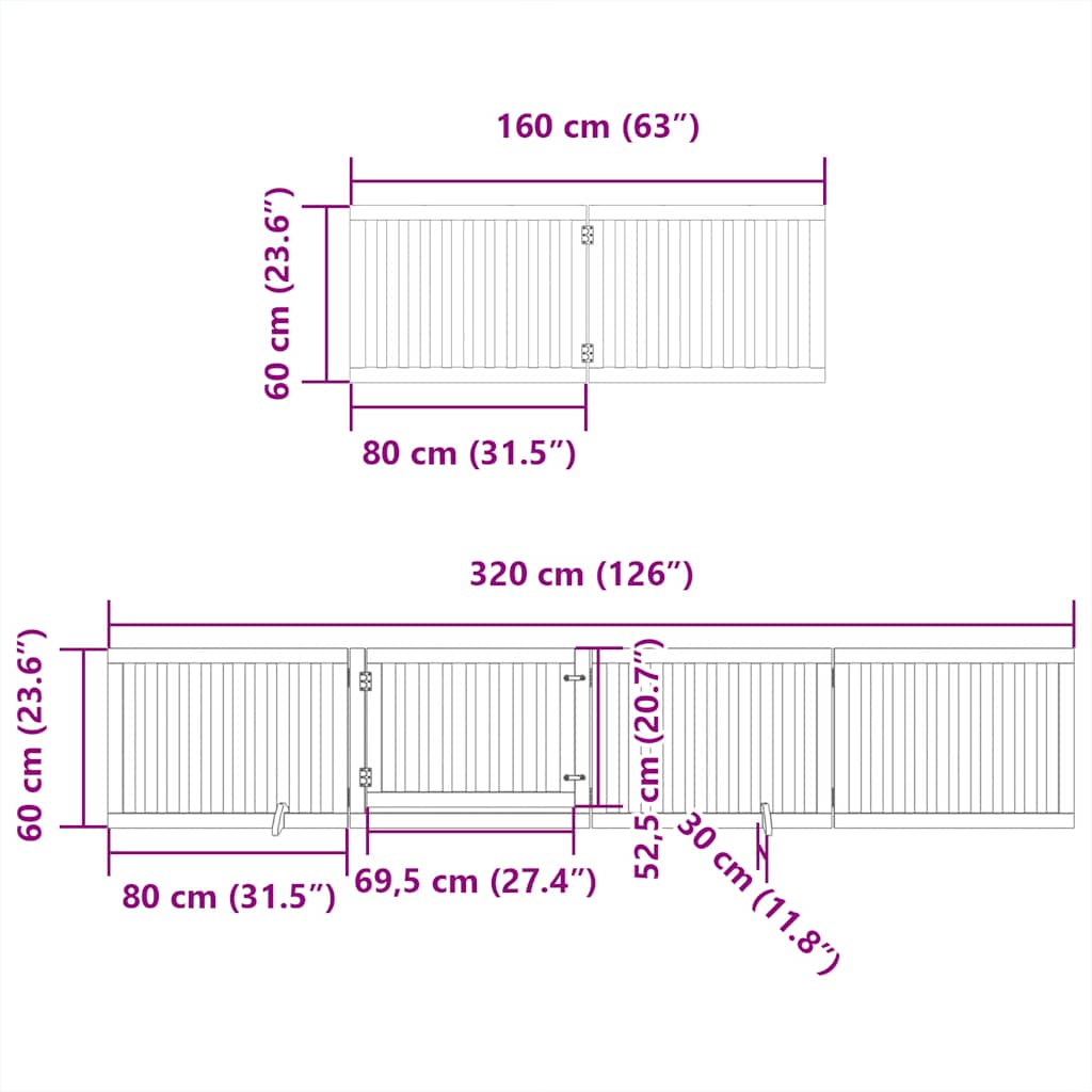6 Piece Foldable Dog Gate 480 cm Poplar Wood